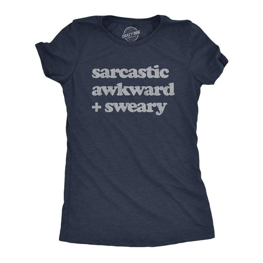 Womens Sarcastic Awkward Sweary T Shirt Funny Personality Introvert Graphic Tee Funny Womens T Shirts Cute Slimming Top Comfortable Soft Womenswear Introvert Tops for Women Funny Sarcastic Top Women's Navy