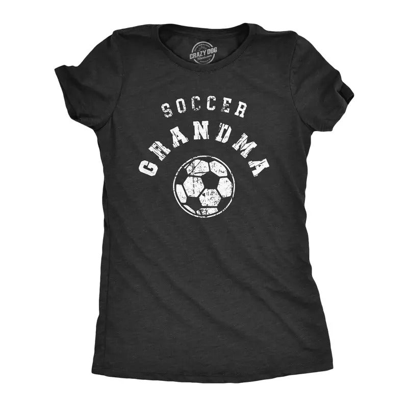 Womens Soccer Grandma T Shirt Funny Cool Granny Soccer Ball Graphic Tee For Ladies Funny Womens T Shirts Cute Slimming Top Comfortable Soft Womenswear Grandma Tops for Women Funny Soccer Top Women's Black