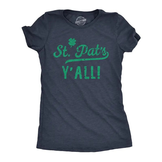 Womens St Pats Yall Funny T Shirts Novelty Tee Drinking Shirt for Ladies Funny Womens T Shirts Cute Slimming Top Comfortable Soft Navy -