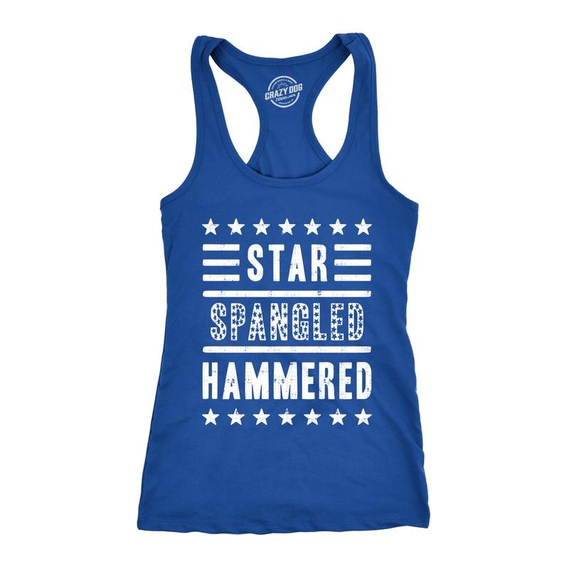 Womens Star Spangled Hammered Funny Workout Shirts Sleeveless Ladies Fitness Tank Top Funny Racerback Tank Cute Slimming Tank tops comfortable soft top Patriotic Tank Top for Women Funny Drinking