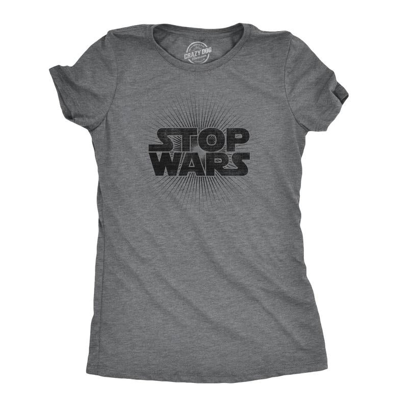 Womens Stop Wars Cool Vintage Space Rebels Funny USA Peace T shirt