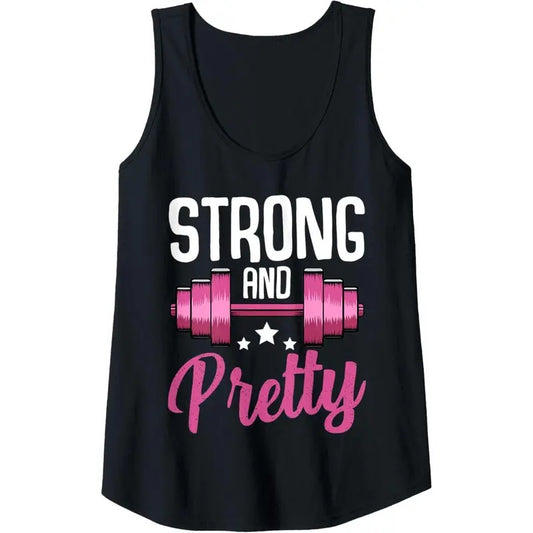 Womens Strong And Pretty Exercise Funny Gym Workout Training Tank Top MADE IN USA