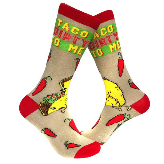 Womens Taco Dirty to Me Socks Funny Saying Graphic Novelty Footwear Funny Graphic Socks Comfortable Fitted Spandex Cotton