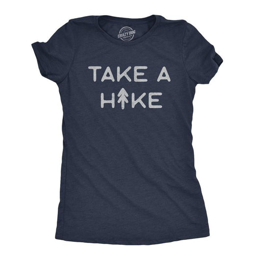 Womens Take A Hike T Shirt Funny Outdoor Adventure Camping Graphic Tee Funny Womens T Shirts Cute Slimming Top Comfortable Soft Womenswear Funny Camping Top Women's Novelty Tees Navy -