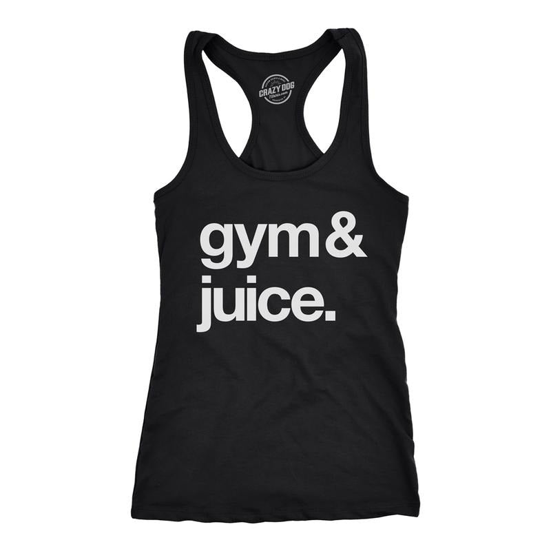 Womens Tank Gym and Juice Tanktop Funny Sarcastic Fitness Workout Alcohol Rap Lyric Shirt Funny Racerback Tank Cute Slimming Tank tops Black