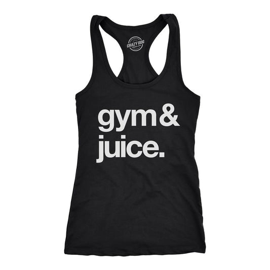 Womens Tank Gym and Juice Tanktop Funny Sarcastic Fitness Workout Alcohol Rap Lyric Shirt Funny Racerback Tank Cute Slimming Tank tops Black