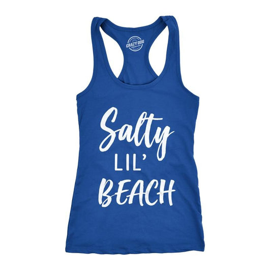Womens Tank Salty Lil Beach Shirt Cute Summer Vacation Tanktop Funny Racerback Tank Cute Slimming Tank tops comfortable soft top Funny Royal