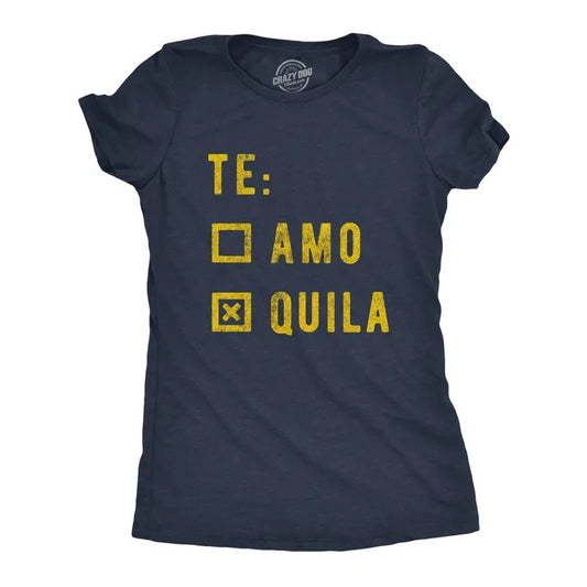 Womens Te amo Tequila T Shirt Funny Taco Tuesday Margarita Graphic Tee Funny Womens T Shirts Cute Slimming Top Comfortable Soft Womenswear Cinco De Mayo Tops for Women Funny Drinking Top Women's Navy