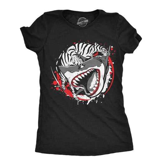 Womens Tiger Shark Ying Yang Funny T Shirts Animal Graphic Tee For Ladies Funny Womens T Shirts Cute Slimming Top Comfortable Soft Womenswear Funny Animal Top Women's Novelty Tees Black -