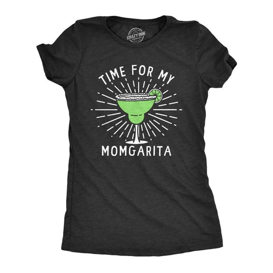 Womens Time For My Momgarita T Shirt Funny Mother's Day Gift Margarita Drinking Lovers Tee For Ladies Funny Womens T Shirts Cute Slimming Top Comfortable Soft Womenswear Mother's Day Tops for Women Black -