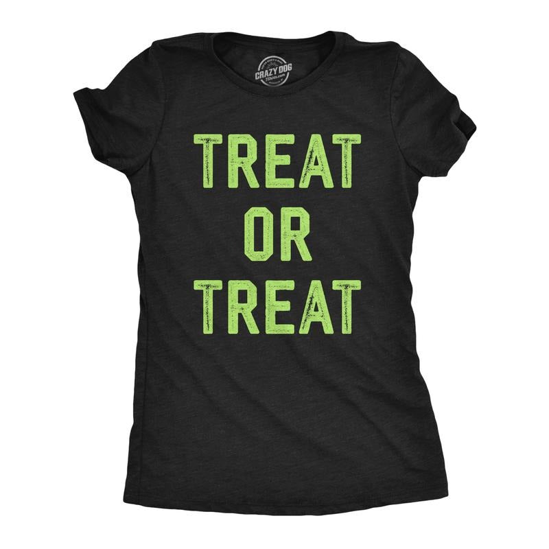 Womens Treat Or Treat T Shirt Funny Halloween Candy Spooky Season Lovers Tee For Ladies Funny Womens T Shirts Cute Slimming Top Comfortable Soft Womenswear Halloween Tops for Women Funny Sarcastic Top Black -