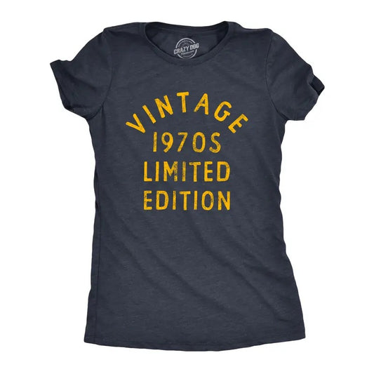 Womens Vintage 1970s Limited Edition T Shirt Funny Cool 1970 Theme Classic Tee for Ladies Funny Womens T Shirts Cute Slimming Top Navy