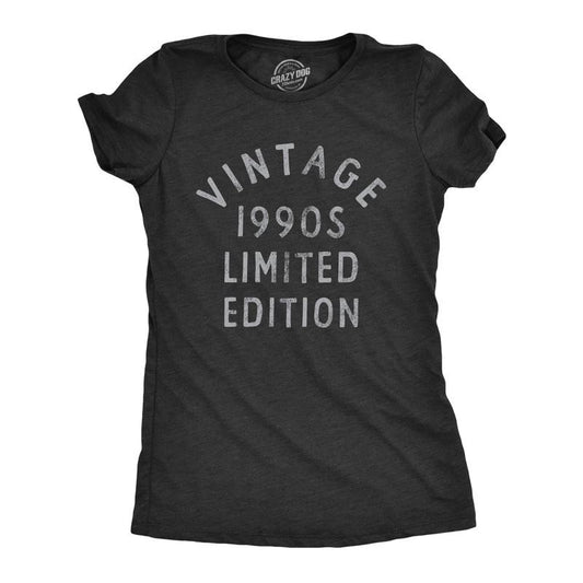 Womens Vintage 1990s Limited Edition T Shirt Funny Cool 1990 Theme Classic Tee for Ladies Funny Womens T Shirts Cute Slimming Top Black