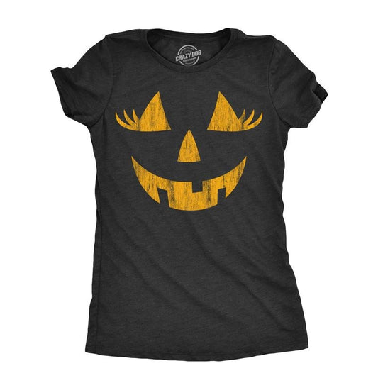 Womens Wacky Wendy Pumpkin T Shirt Funny Halloween Jack O Lantern Crazy Smile Tee For Ladies Funny Womens T Shirts Cute Slimming Top Comfortable Soft Womenswear Halloween Tops for Women Women's Black -
