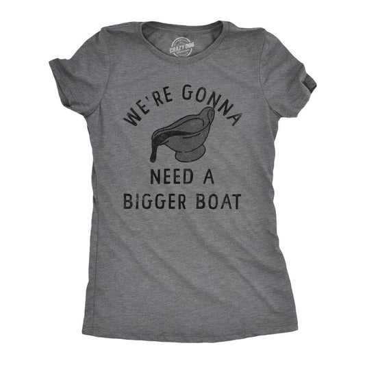 Womens Were Gonna Need A Bigger Boat T Shirt Funny Thanksgiving Dinner Gravy Joke Tee For Ladies Funny Womens T Shirts Cute Slimming Top Comfortable Soft Womenswear Thanksgiving Tops for Women Funny Dark Grey