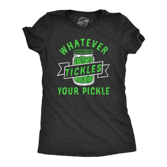 Womens Whatever Tickles Your Pickle T Shirt Funny Jar Of Pickles Saying Joke Tee For Ladies Funny Womens T Shirts Cute Slimming Top Comfortable Soft Womenswear Sarcastic Tops for Women Funny Food Top Black -