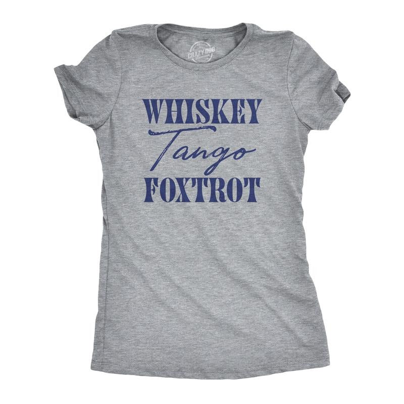 Womens Whiskey Tango Foxtrot T Shirt Funny WTF Phonetic Alphabet Tee For Ladies Funny Womens T Shirts Cute Slimming Top Comfortable Soft Womenswear Funny Sarcastic Top Women's Novelty Tees Light Grey