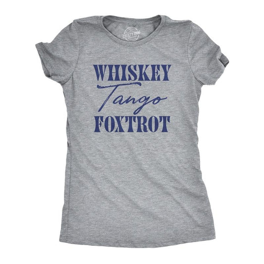 Womens Whiskey Tango Foxtrot T Shirt Funny WTF Phonetic Alphabet Tee For Ladies Funny Womens T Shirts Cute Slimming Top Comfortable Soft Womenswear Funny Sarcastic Top Women's Novelty Tees Light Grey