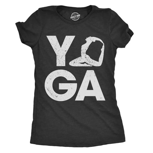Womens Yoga Pose Tshirt Cute Adorable Fitness Flexibility Tee For Ladies Funny Womens T Shirts Cute Slimming Tees with Plus Sizes Funny Fitness T Shirt Women's Novelty T Shirts Black