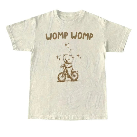 Womp Womp Funny Retro Shirt, Unisex Meme Bear T Shirt, Funny Gag T Shirt, Graphic Shirt, Relaxed Cotton Adult Tee, Silly Gifts For Friends, Top Menswear Streetwear Underwear Tshirt T-Shirt Shortsleeve Tropical Biker Crewneck Casual Round Neck