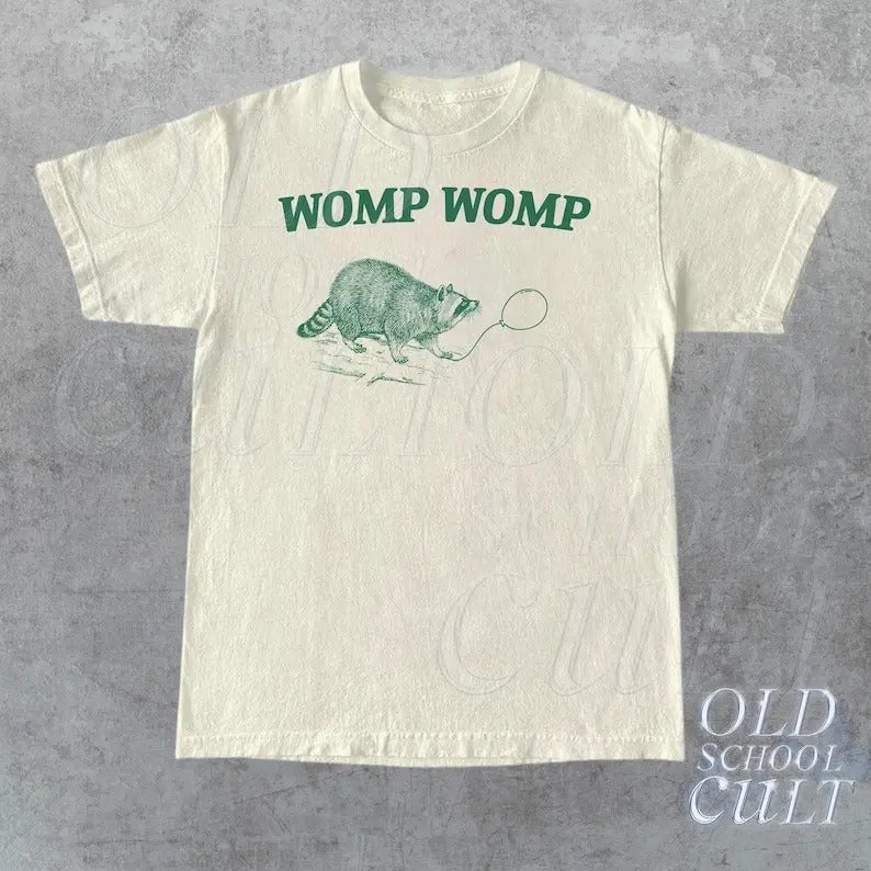 Womp Womp Funny Retro Shirt, Unisex Meme T Shirt, Funny T Shirt, Raccoon Graphic Shirt, Relaxed Cotton Adult Tee, Cool Gift, Raccoon Lovers
