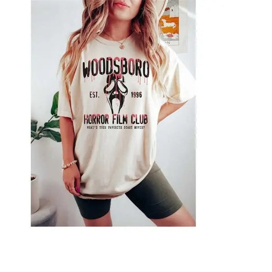 Woodsboro Horror Club Comfort Colors Shirt, Scream-ghost Shirt, Halloween Shirt, Happy Halloween, Unisex T-Shirts