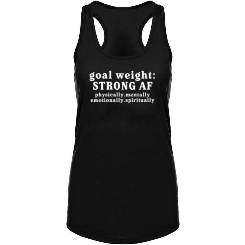 Workout Tank Tops for Women-Goal Weight Womens Funny Saying Fitness Gym Racerback Sleeveless Shirts Made in USA