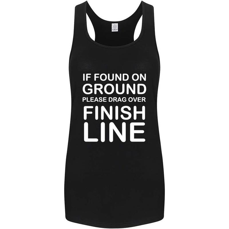 Workout Tank Tops for Women-Womens Finish Line Funny Saying Fitness Gym Racerback Sleeveless Shirts Made in USA