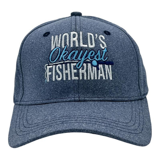 Worlds Okayest Fisherman Hat Funny Sarcastic Fishing Novelty Cap Funny Hats Sarcastic  Funny Fishing  Novelty Caps for Men Blue - Standard