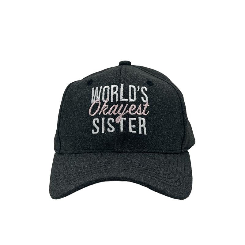 Worlds Okayest Sister Hat Funny Sibling Gift Cap Funny Hats Funny Sibling  Novelty Caps for Men Standard