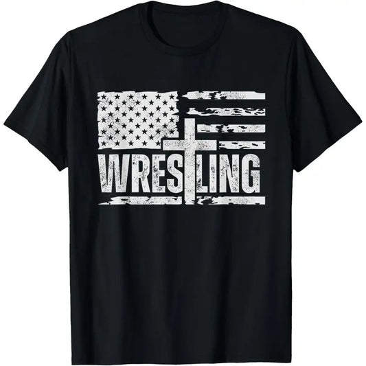 Wrestling patriotic american flag, Christian and Jesus lover T-Shirt made in usa