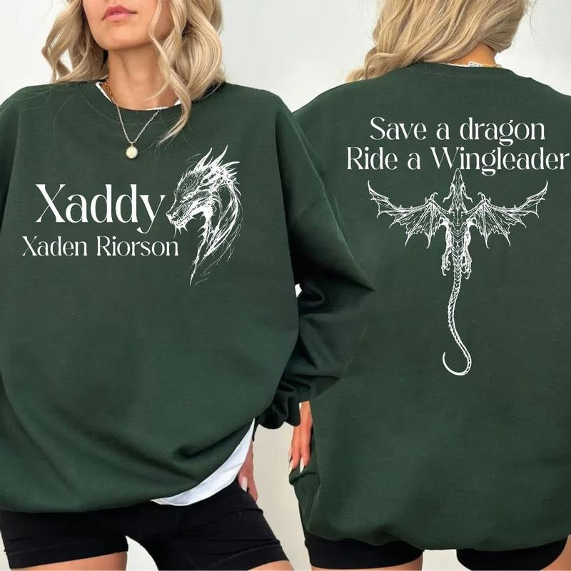 Xaddy Xaden Riorson 2 Sides Shirt Hoodie, Xaden Fourth Wing Sweatshirt, Fourth Wing Merch, Rebecca Yarros Tee, Unisex Sweater Pullover Tee