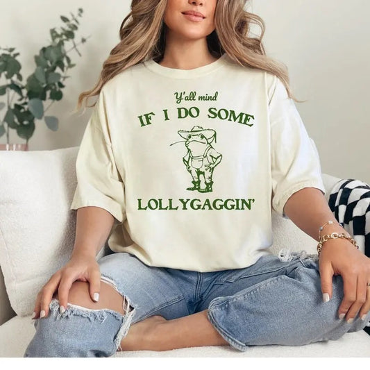 Y'all Mind if I do Some Lollygaggin Tshirt, Vintage Frog Graphic Shirt, Cute Funny Tee, Frog Lovers Tee, Farmer Tee, Frog Shirt, Trending Tshirt