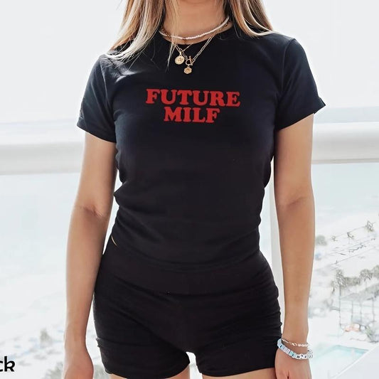 Y2k baby tee, Funny Baby tee, Future Milf crop top Collar Fashion Fashion
