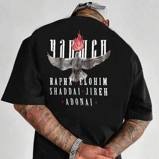 Yahweh Christian Shirt Casual Style Crew Neck Short Sleeve T-Shirt Tops Trendy for Unisex, Perfect Gift Classic Cotton Fabric Menswear