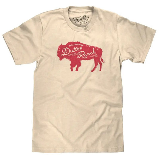 Yellowstone Dutton Ranch Bison T-Shirt - Vintage White