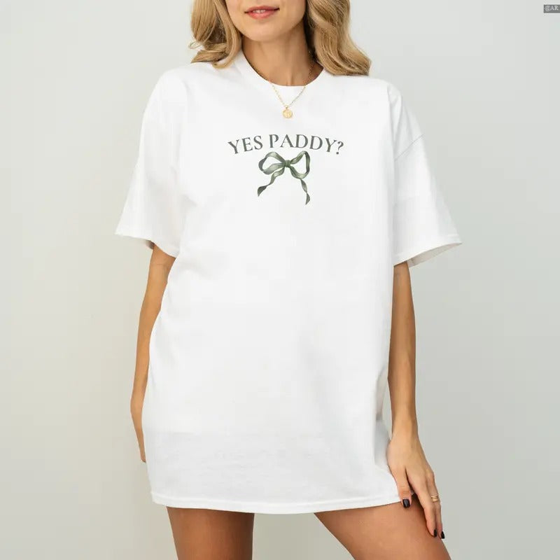 Yes Paddy St Patricks Day Baby Tee Y2K Coquette Aesthetic Bow Shirt, Retro Crewneck, Gift For Lovers,, Trendy Top