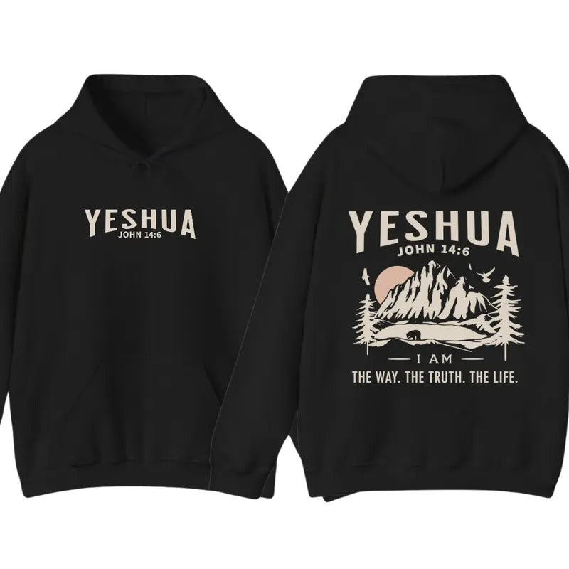Yeshua Christian Hoodie Jesus Hoodie Sweatshirt T shirt - Christian Hoodies - Christian Clothes Christian Streetwear Christian Apparel Bible Verse Christian Hoodie - Unisex Trendy Hoodie Classic - Graphic Tees For Women And Men - Gifts For All
