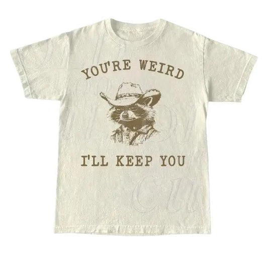 You Are Weird I Will Keep You Vintage T Shirt, Retro 90s Cowboy Raccoon Shirt, Oversized Trash Panda Tee, Funny Unisex Adult T Shirt Menswear Top