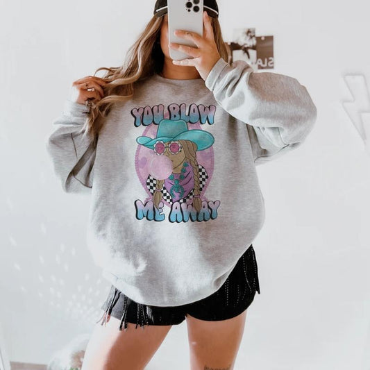 You Blow Me Away sweawtshirt, Retro Valentine crewneck shirt for women, western outfits women, western clothing stuff for women, country girl clothes hoodies