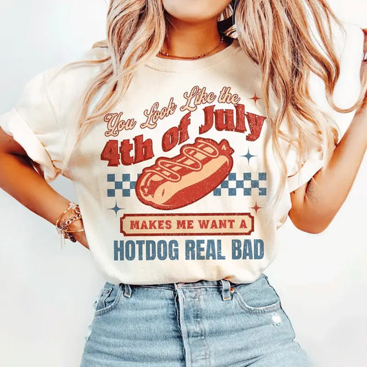 You Look Like The 4th Of July Makes Me Want A Hot Dog Real Bad  Shirt, Funny 4th Of July Gift Shirt Hoodie Sweatshirtstyle{n002}14