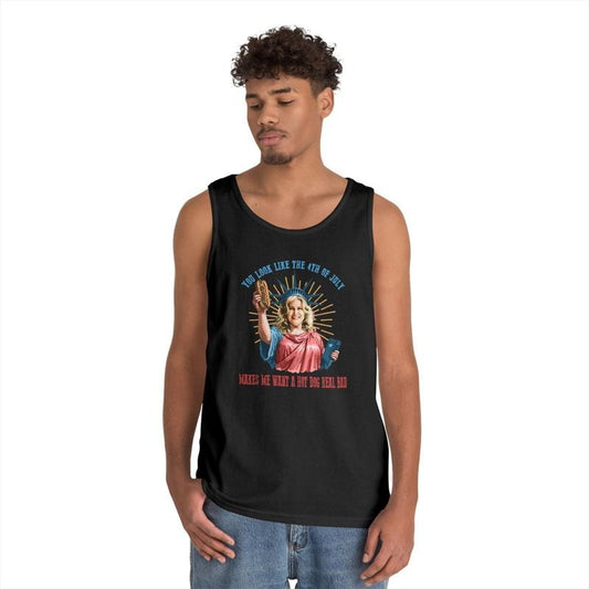 You Look Like The 4th Of July Makes Me Want A Hot Dog Real Bad  Tanktop, Funny 4th Of July Gift Shirt Tanktop
