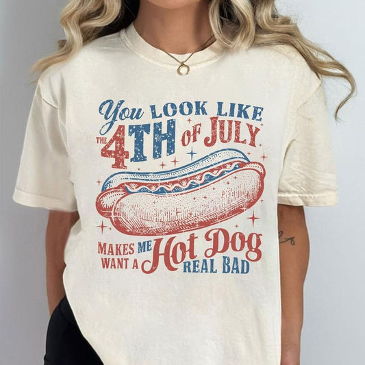 You Look Like The 4th Of July Makes Me Want A Hot Dog Real Bad Shirt, America Shirt, 4th of july png, USA Shirt, Independence Day, retro Shirt