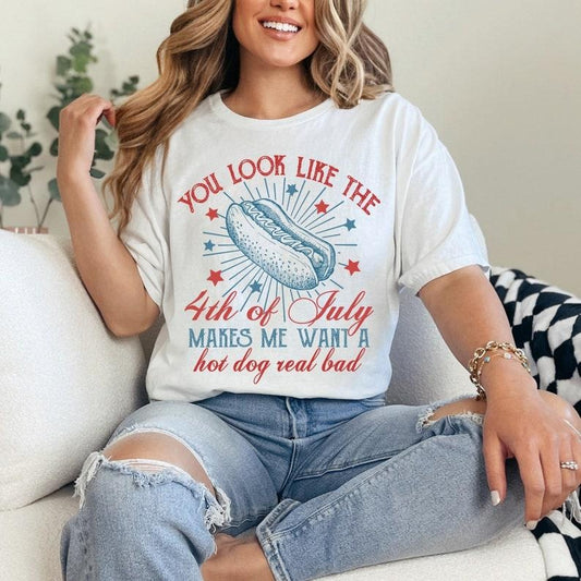 You Look Like The 4th Of July Makes Me Want A Hot Dog Real Bad Shirt, America Shirt, 4th of july png, USA Shirt, Independence Day, retro Shirtstyle{n002}4