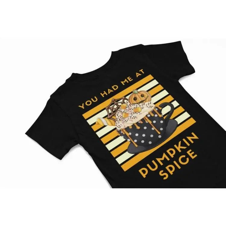 You had me at Pumpkin spice kawaii T-Shirt, Cute Halloween themed Tee, Funny fall autumn shirt, quirky coffee humour tee, pumpkin Lover Gift Made in USA