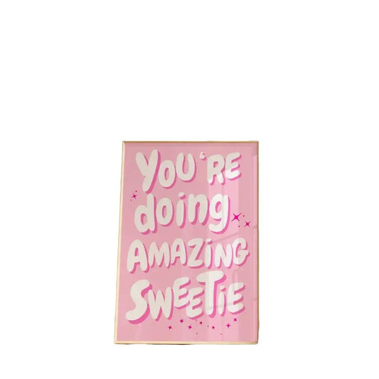 You're Doing Amazing Sweetie Print, Affirmation Wall Art, Retro Poster, Pink Preppy Dorm Decor, Gifts For Family Friend Wall Art Decor, Poster Prints No Frame, Wall Decoration, Vintage Poster Art, Gifts For Birthday Christmas