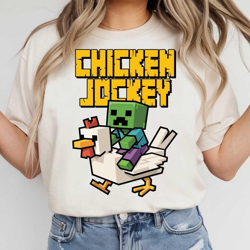 Youth And Adult Cute Gaming Shirt, Funny Game Character Graphic Tee, Funny Gaming T-shirt, Funny Riding Chicken, Gift For Gamers C0JZZ