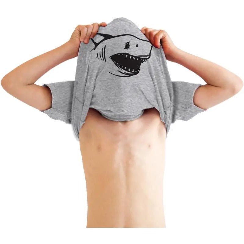 Youth Ask Me About Jaws Cool Movie Flip Shirt for Kids Funny T Shirts Movie Tops for Kids Funny Flip Short Sleeve Novelty Tees for Kids Light Grey