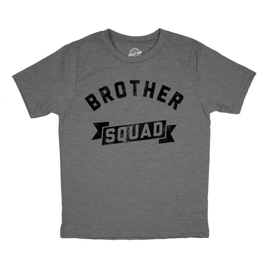 Youth Brother Squad T Shirt Funny Awesome Bro Sibling Joke Tee For Kids Funny T Shirts Funny Brother Short Sleeve Novelty Tees for Kids Dark Grey