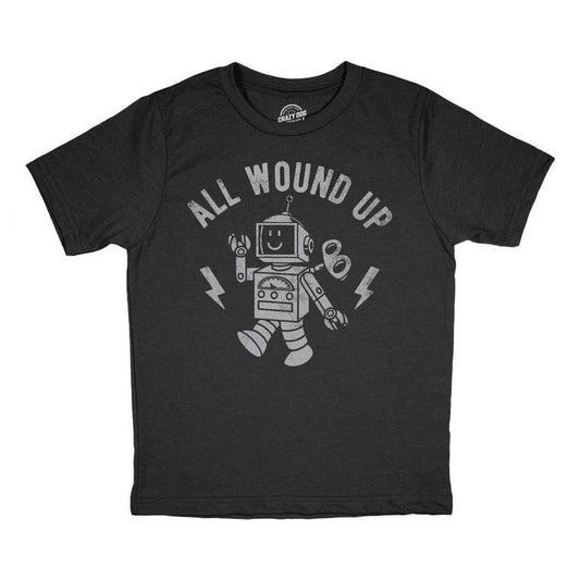 Youth Funny T Shirts All Wound Up Sarcastic Toy Graphic Novelty Tee For Kids Funny T Shirts Funny Sarcastic Short Sleeve Novelty Tees for Kids Black -